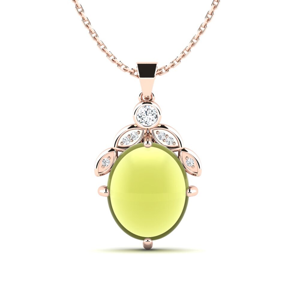 14k Oro Rosa Topacio Limón Cabujón Colgante de Mujer Girisha