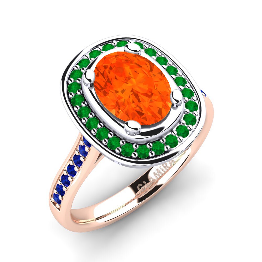 18K Rose & White Gold Fire-Opal Engagement Ring Girona