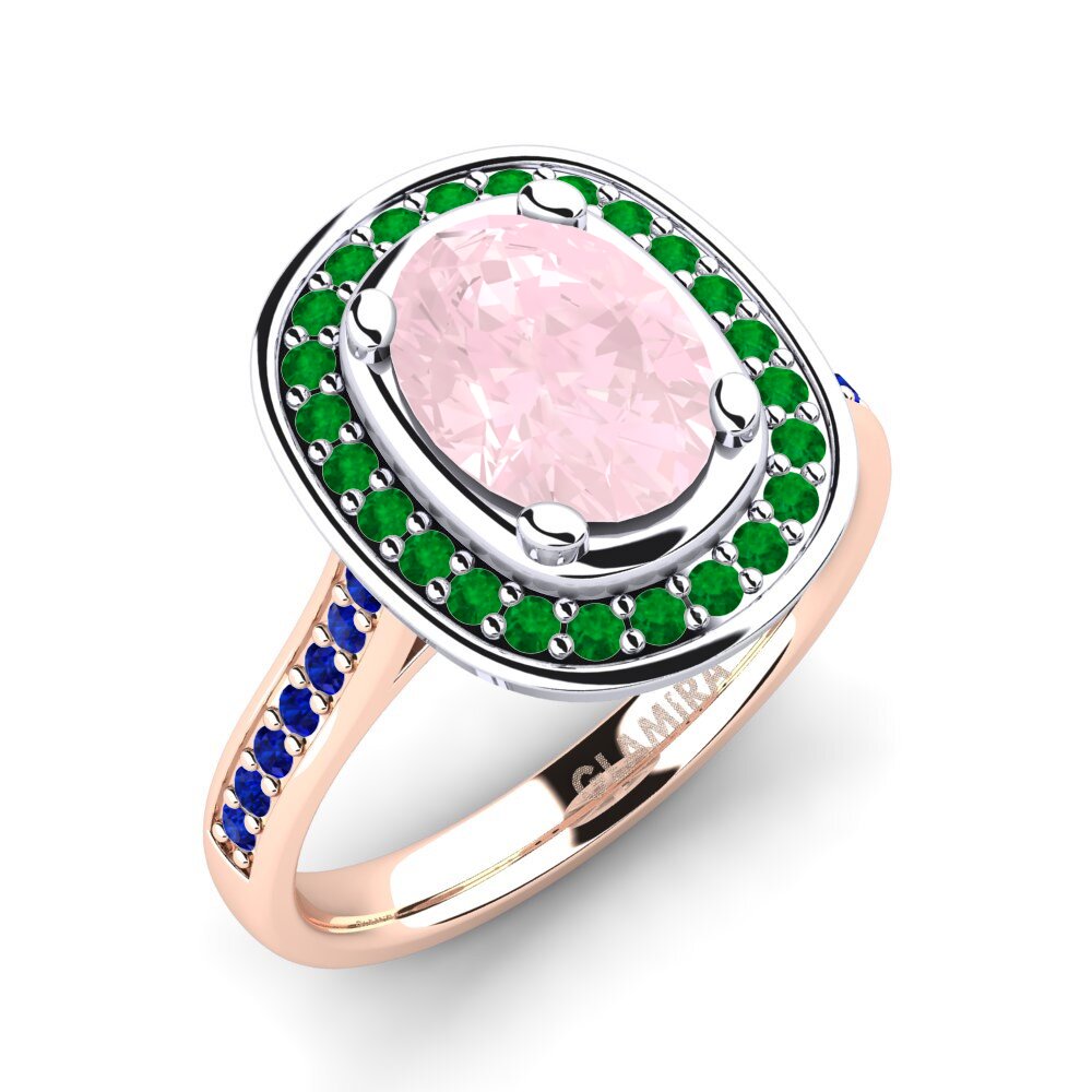 14K Rood & Wit Goud Rozenkwarts Verlovingsring Girona