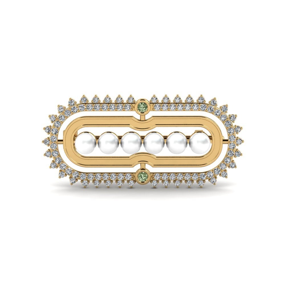 Gelbgold 375 Grüner Diamant Brosche Giroux