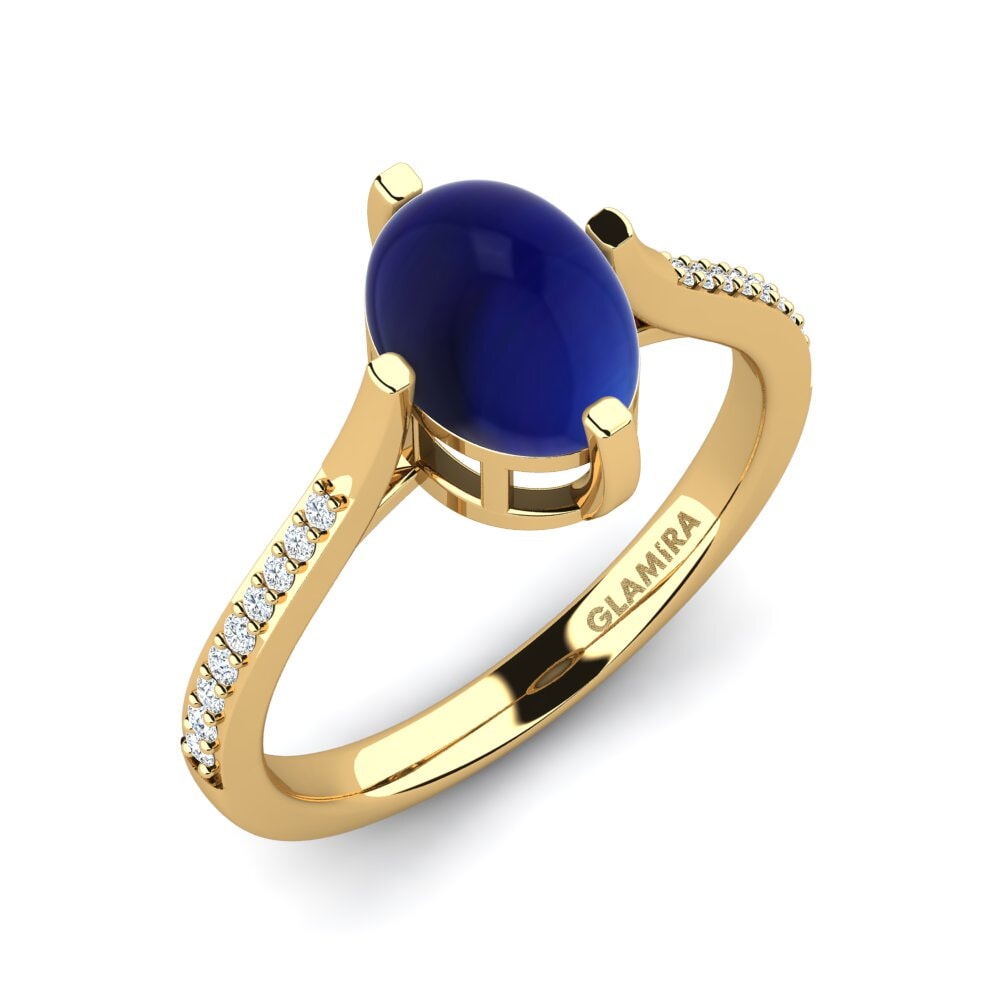 18k Oro Amarillo Zafiro Cabujón Anillo Giselda