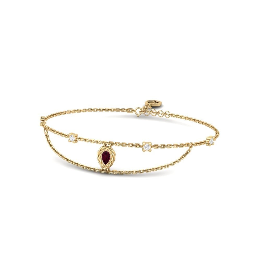 Or Jaune 14k Grenat de Rhodolite Bracelet pour femme Gisli