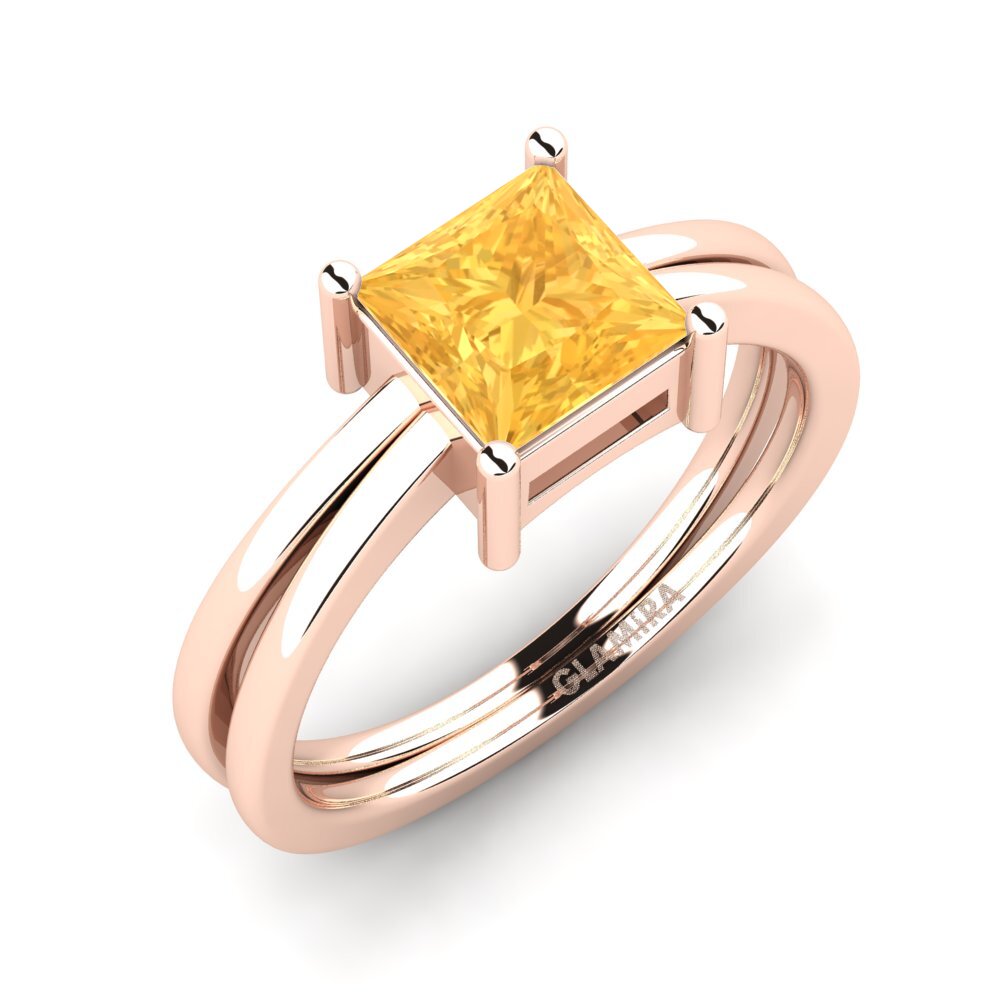 9k Rose Gold Citrine Engagement Ring Gislind