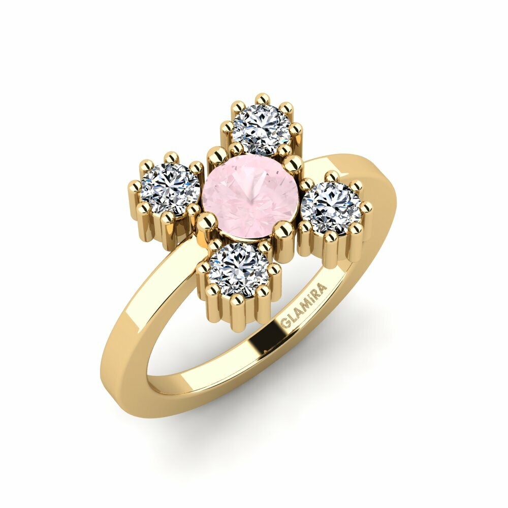 Or Jaune 18k Quartz Rose Bague Gitarax