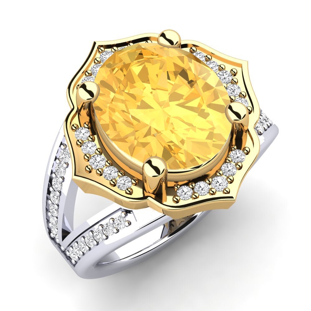 9k Oro Blanco & Amarillo Anillo Gizella