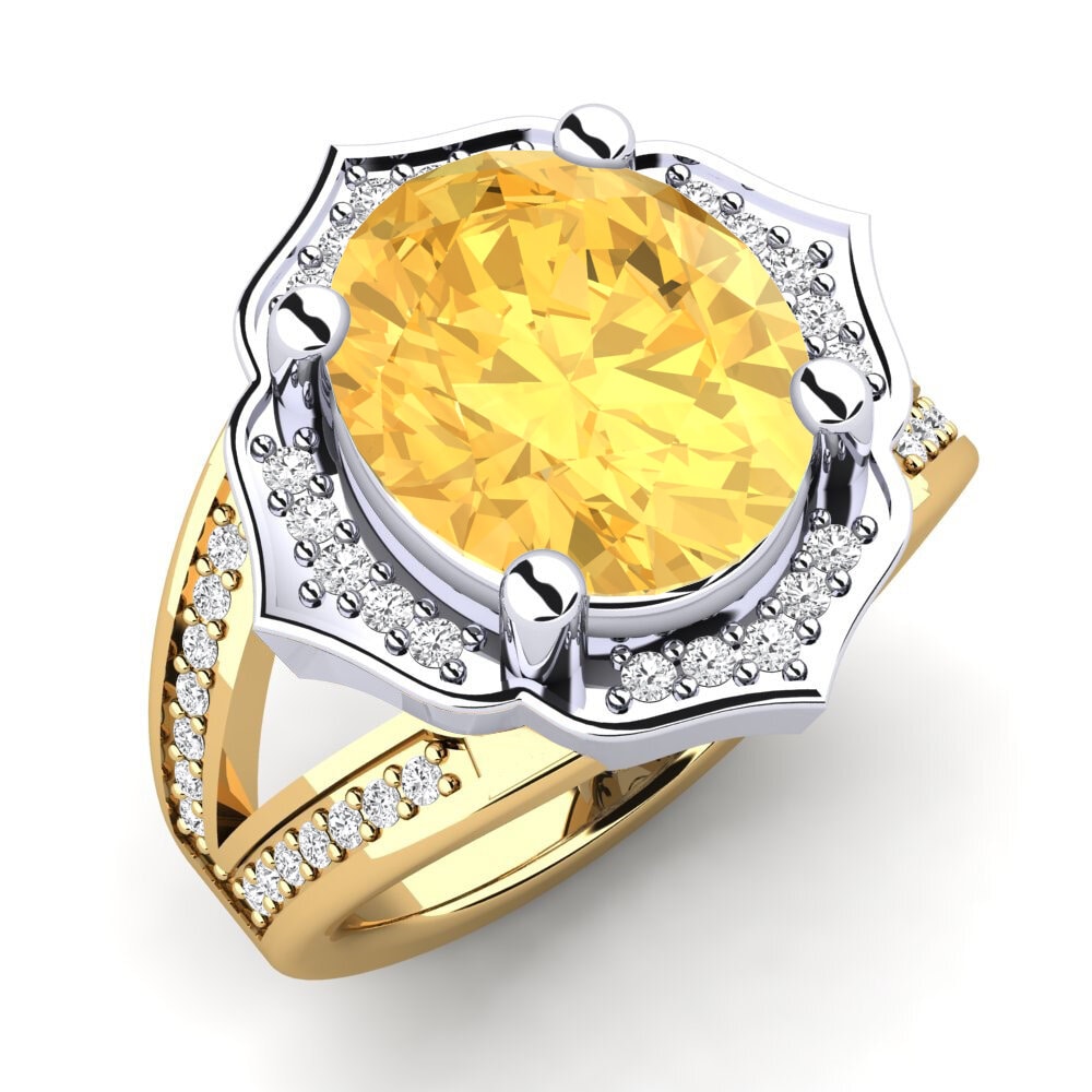 9k Oro Amarillo & Blanco Anillo Gizella