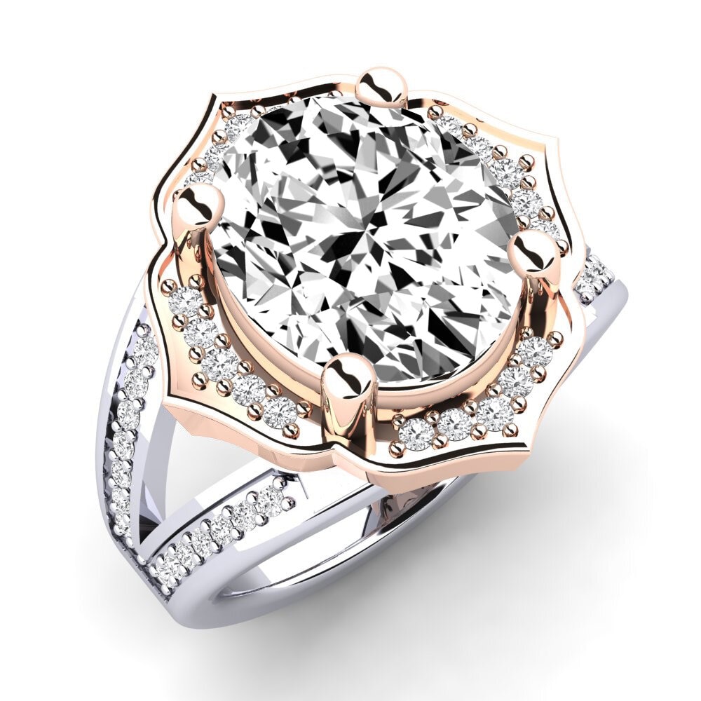 18k Oro Blanco & Rosa Anillo Gizella