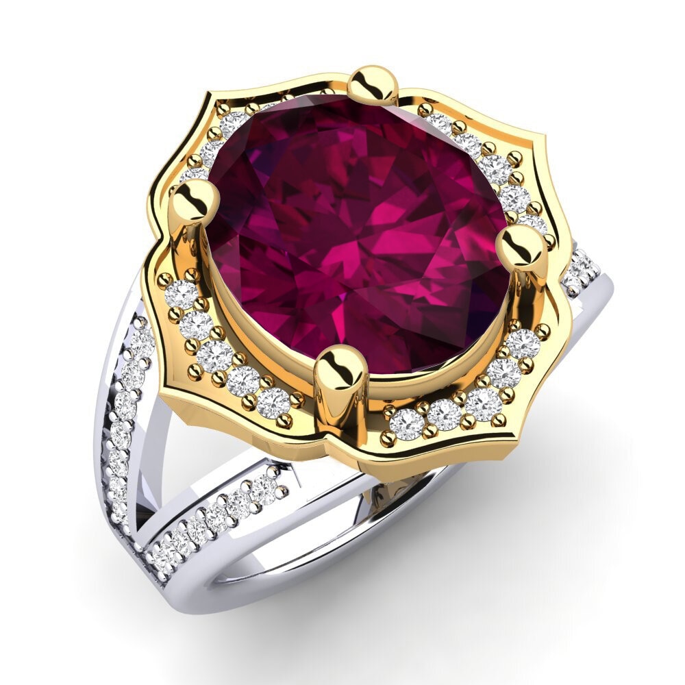 14k Oro Blanco & Amarillo Anillo Gizella