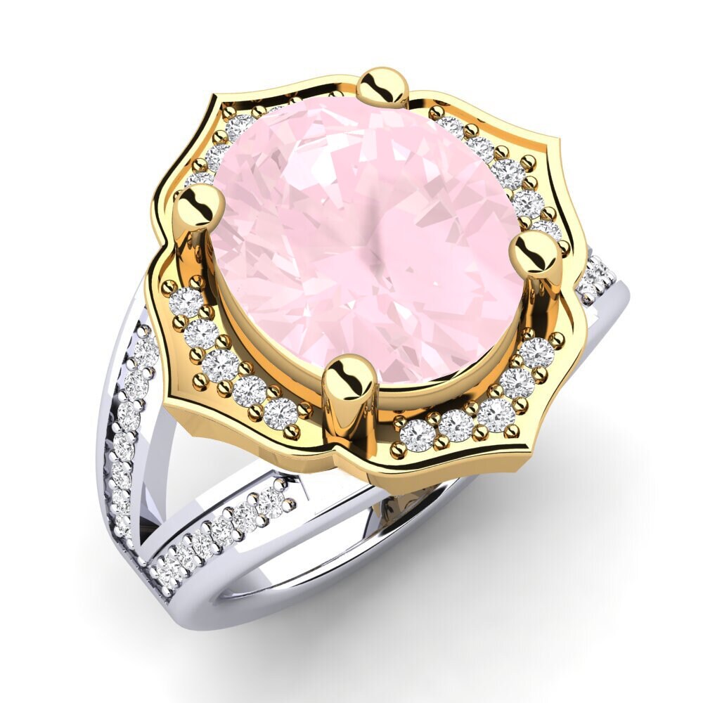 9k Oro Blanco & Amarillo Anillo Gizella