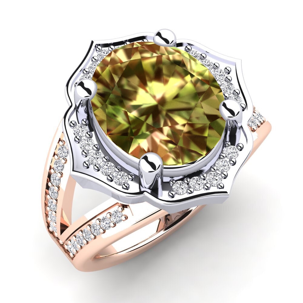 Or Rose& Blanc 14k Pierre de Sultan Bague Gizella