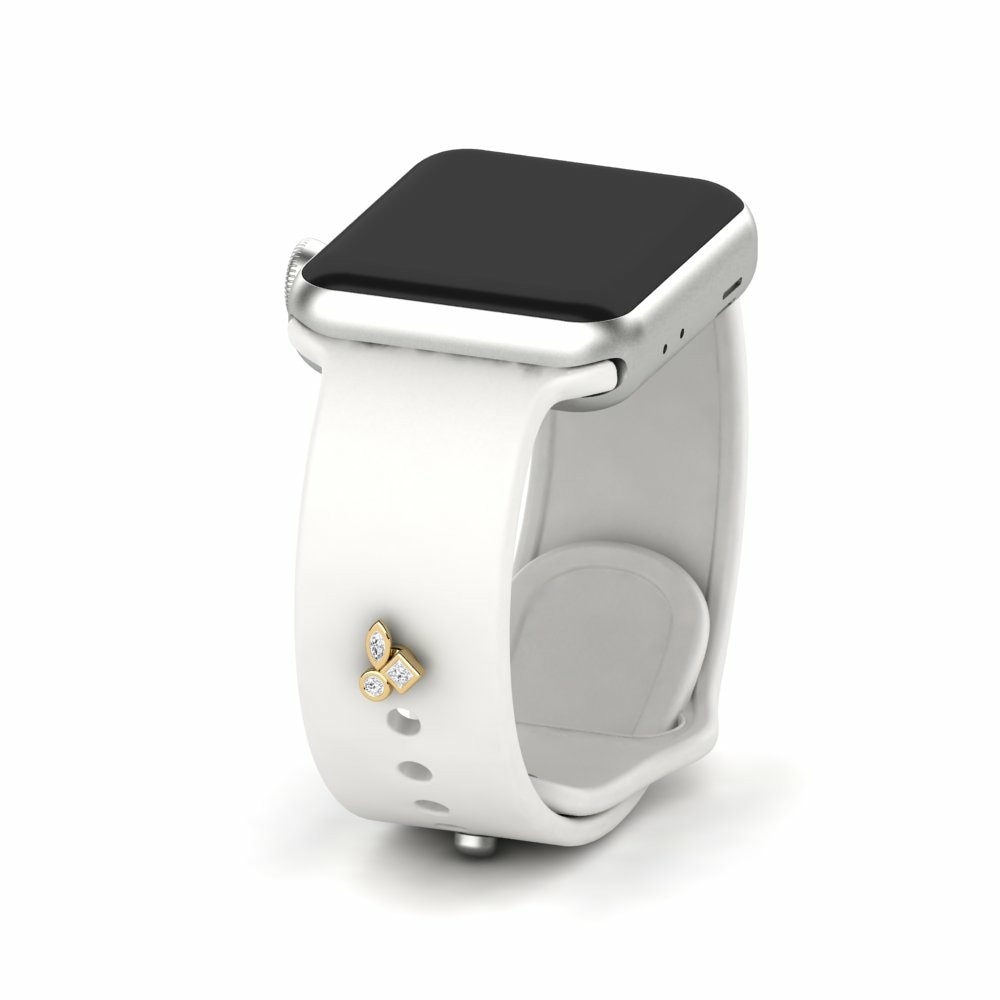 Accesorio para Apple Watch® Gkturest 14k Oro Amarillo Zafiro blanco 0.08 Quilates Princesa