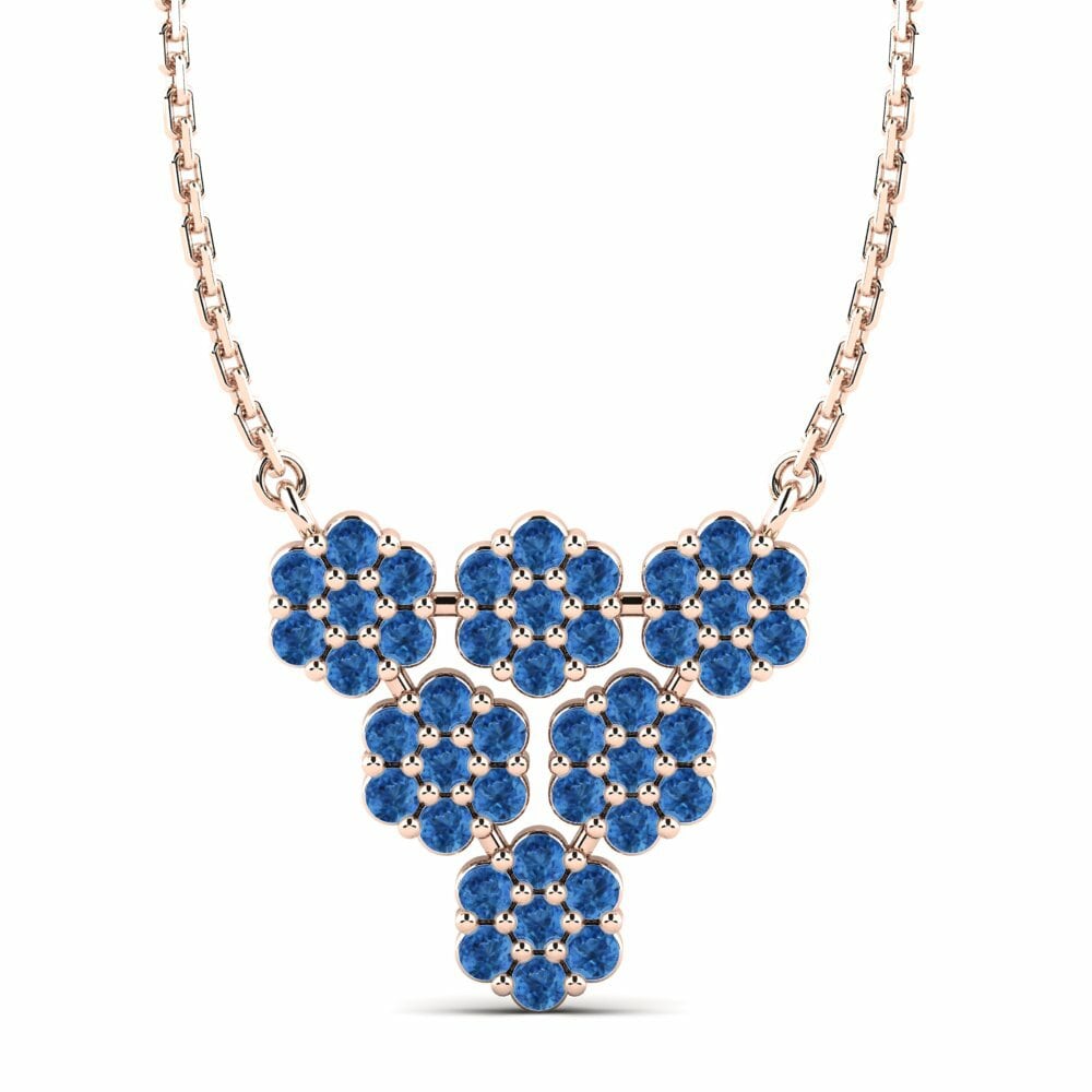 Vàng Hồng 9K Đá Zirconia Xanh Lam Dây chuyền nữ Gladiolo