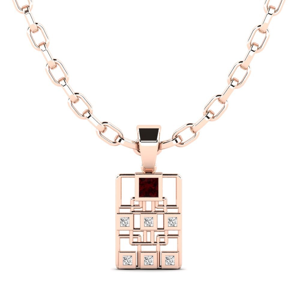 14ct Rose Gold Garnet Men's Pendant Glameow