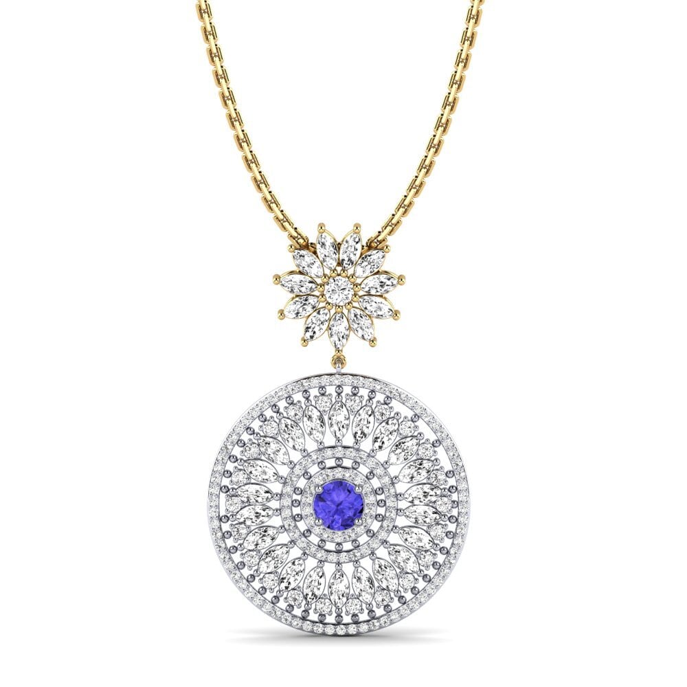 14k Oro Amarillo & Blanco Tanzanita Colgante de Mujer Glamor