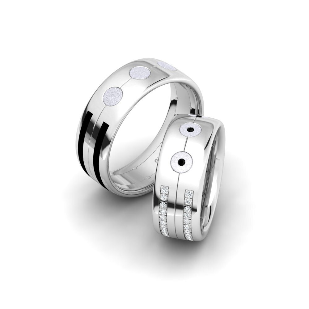 950 Palladium Black Diamond Wedding Ring Glamorous Birth 8 mm