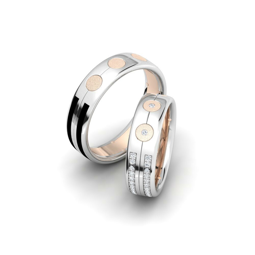 Fancy 9k White & Rose Gold Wedding Rings