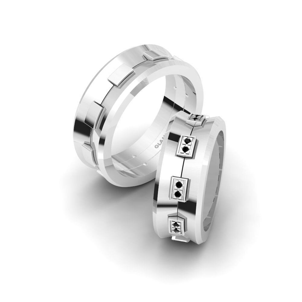 950 Palladium Black Diamond Wedding Ring Glamorous Blaze 8 mm