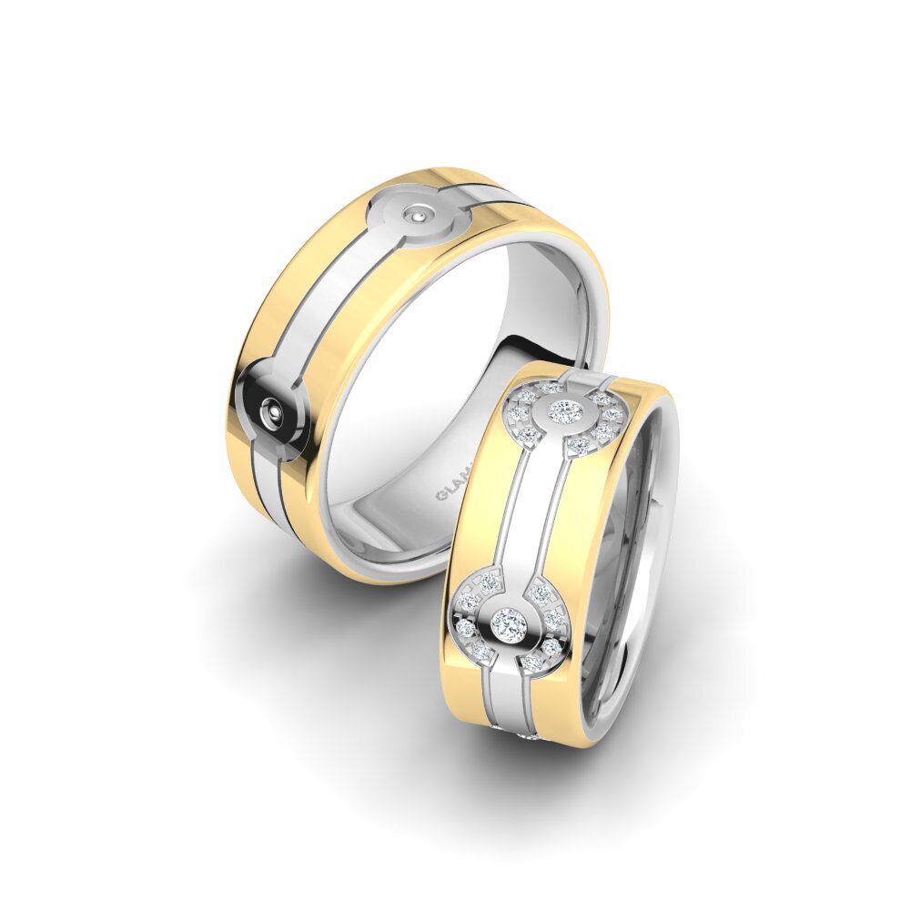 14K Geel & Wit Goud Zirkoon Trouwring Glamorous Couple 8 mm