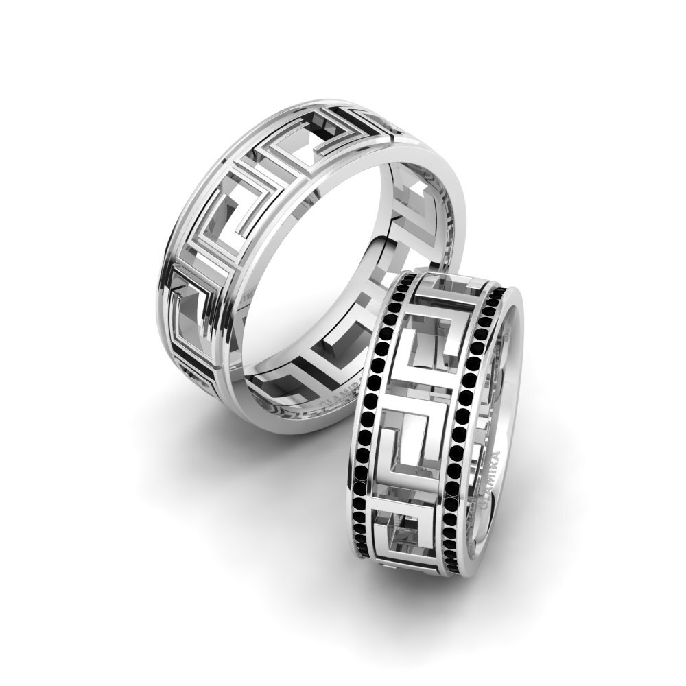 White Silver Black Diamond Wedding Ring Glamorous Cover 8 mm