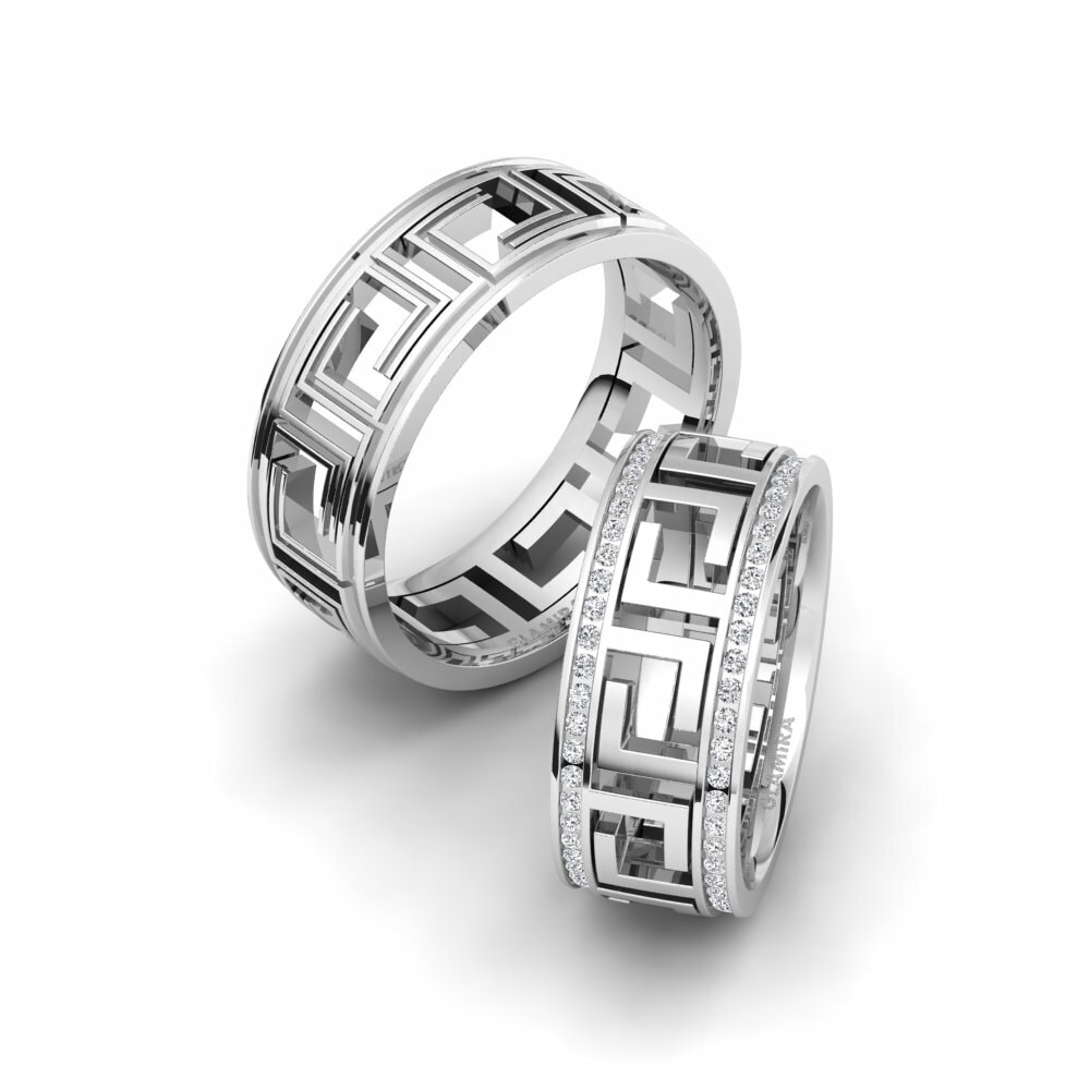 White Silver Diamond Wedding Ring Glamorous Cover 8 mm