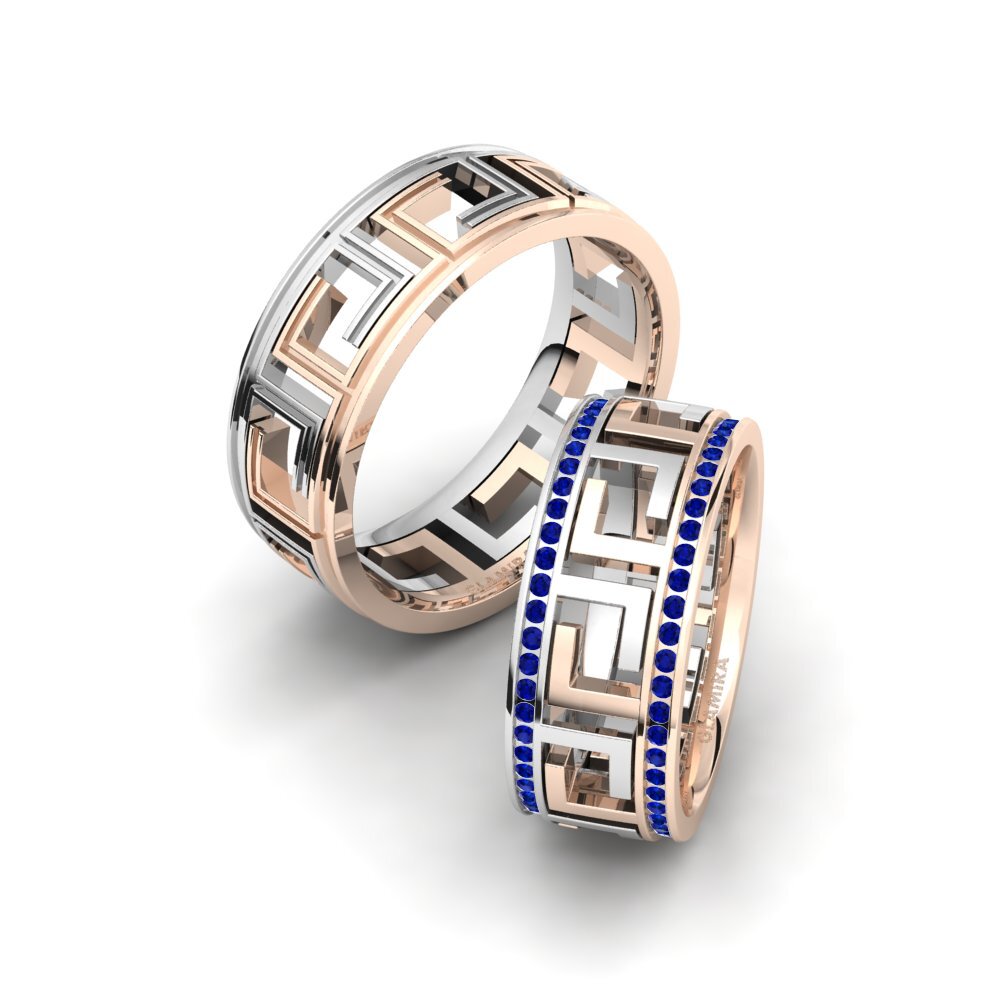 9k Oro Blanco & Rosa Zafiro Anillo de boda Glamorous Cover 8 mm