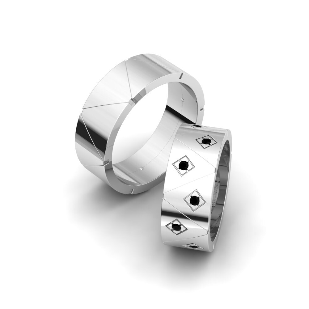 950 Palladium Black Diamond Wedding Ring Glamorous Dream 8 mm