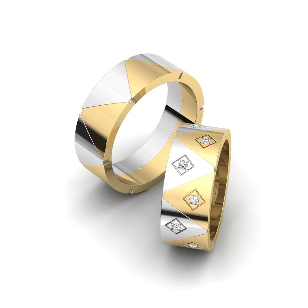 14k Yellow & White Gold Diamond Wedding Ring Glamorous Dream 8 mm