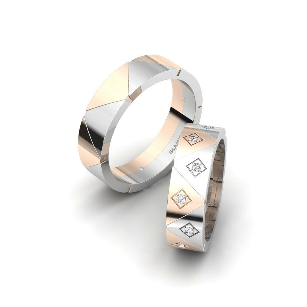 14k Oro Blanco & Rosa Anillo de boda Glamorous Dream 6 mm