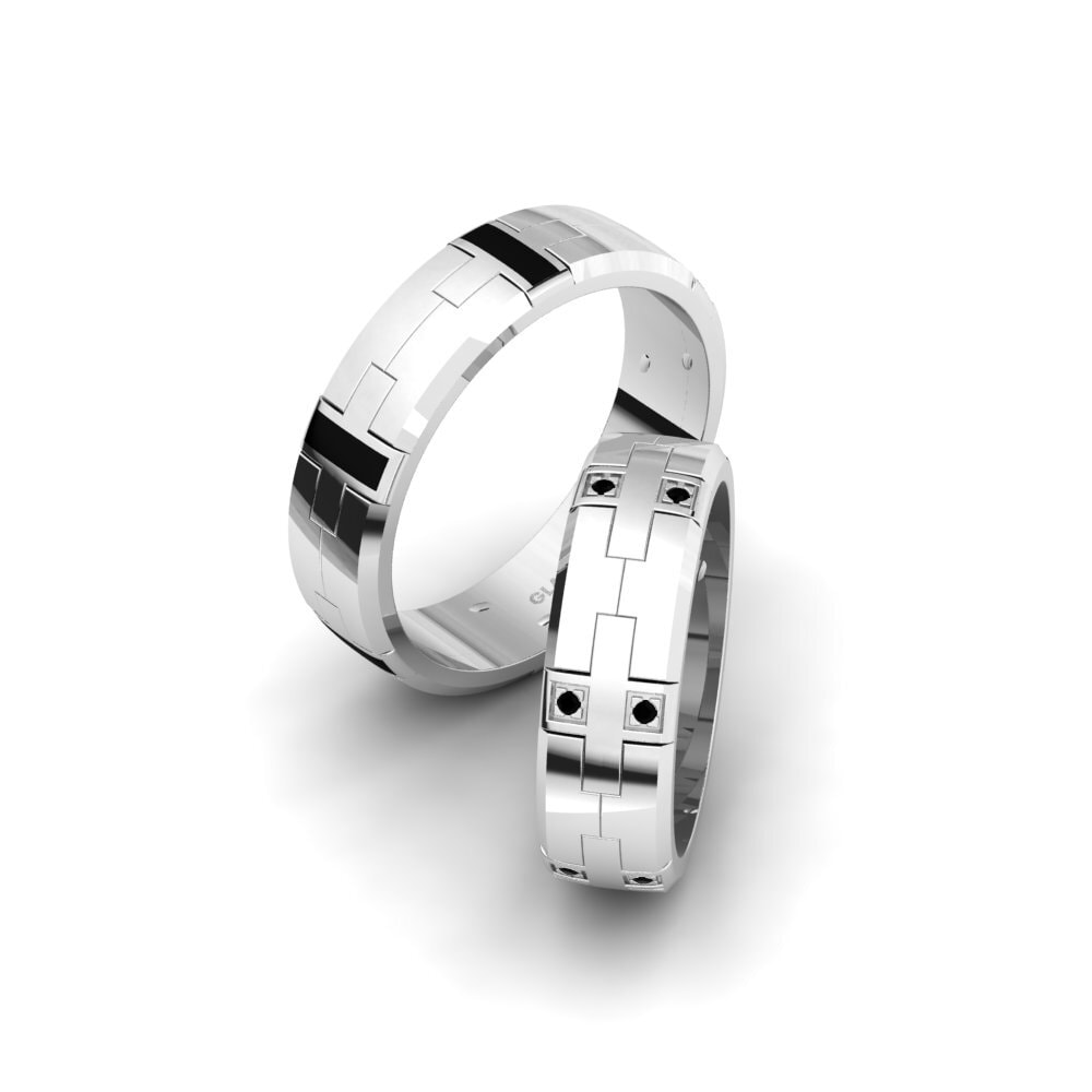 950 Palladium Black Diamond Wedding Ring Glamorous Gift 6 mm