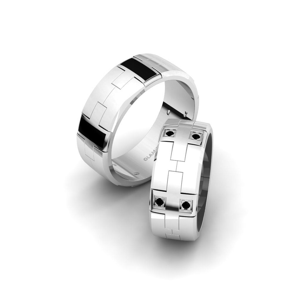 950 Palladium Black Diamond Wedding Ring Glamorous Gift 8 mm