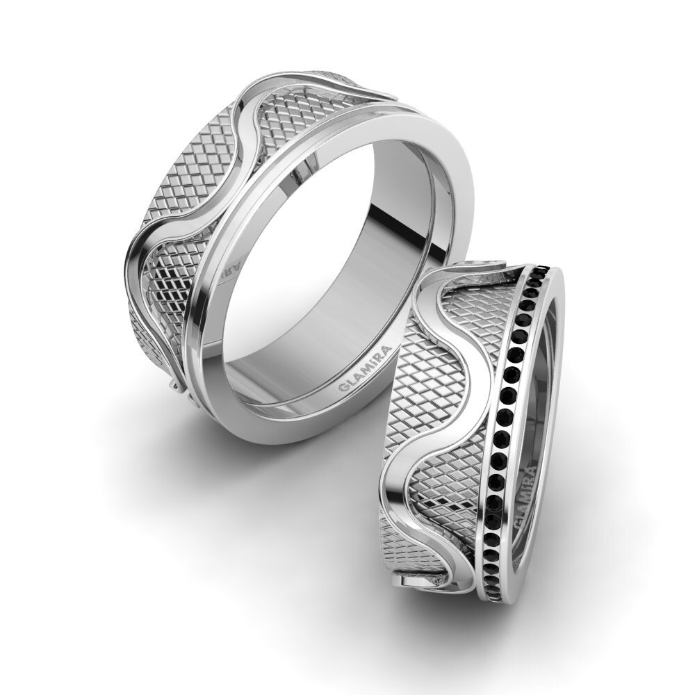 950 Palladium Black Diamond Wedding Ring Glamorous Glow 8 mm