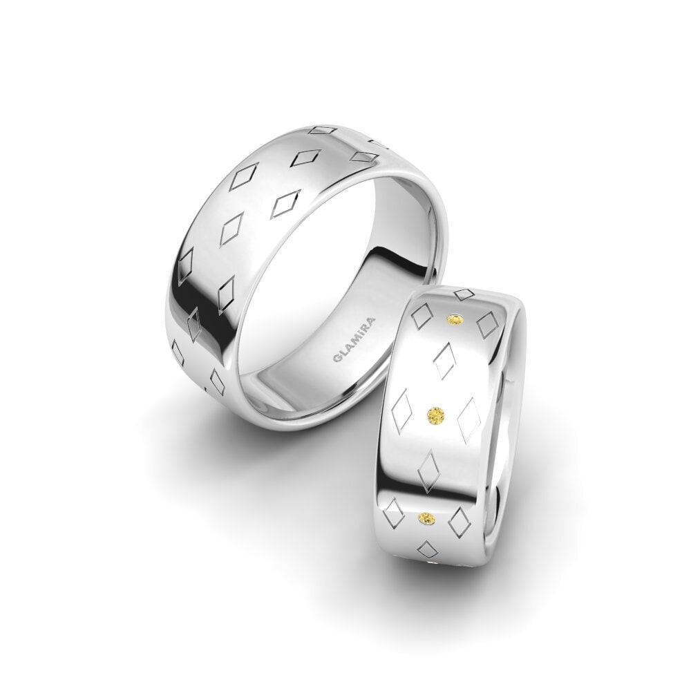 Weißgold 585 Gelber Diamant Trauring Glamorous Mood 8 mm