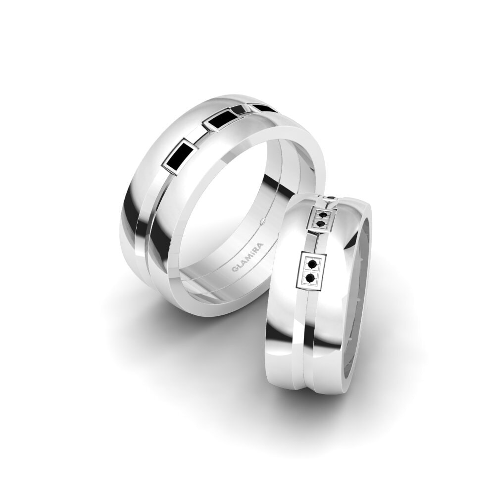 950 Palladium Black Diamond Wedding Ring Glamorous Night 8 mm