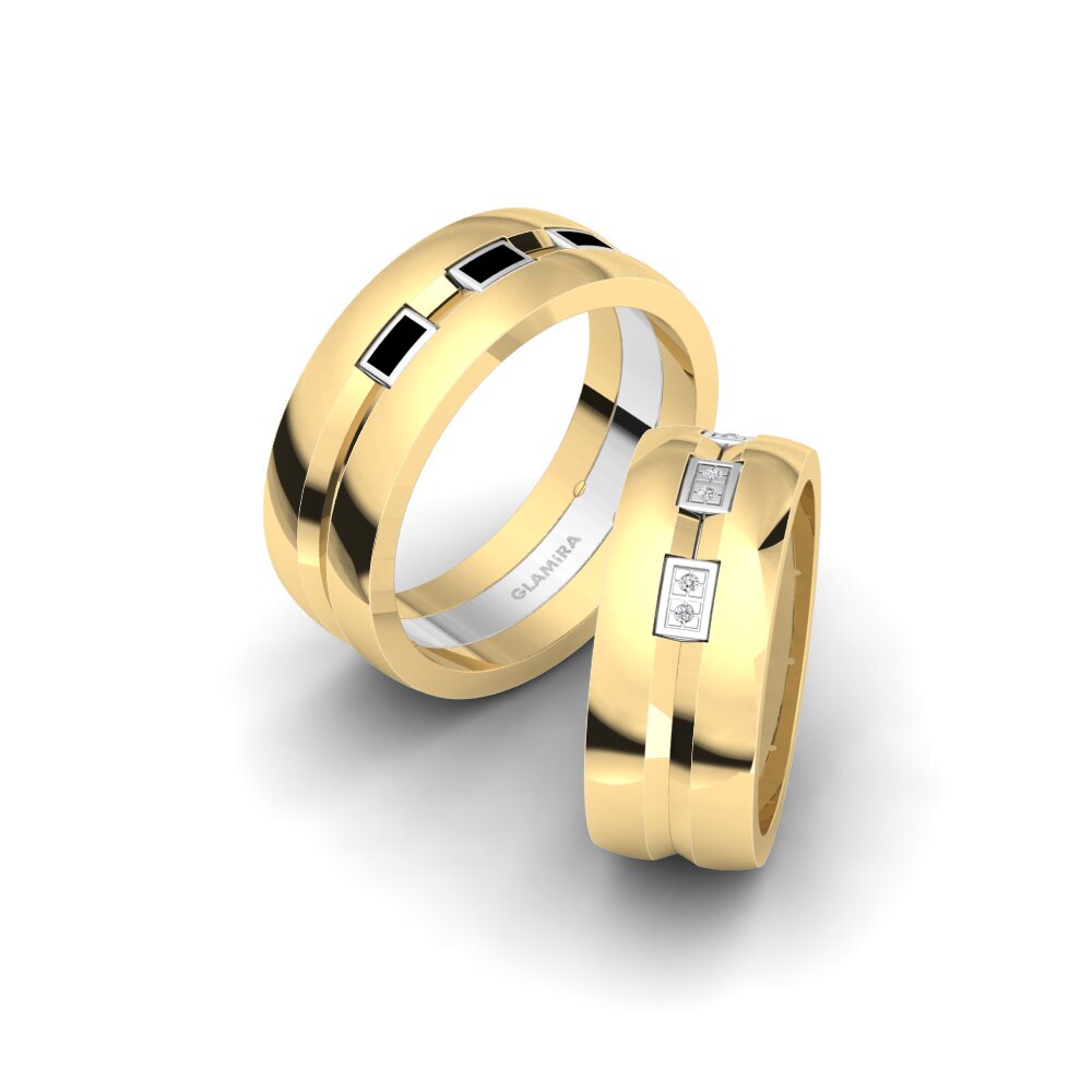 14k Yellow & White Gold Diamond Wedding Ring Glamorous Night 8 mm
