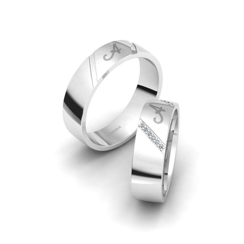 Twinset Wedding Rings Glamorous Phode 6 mm 585 White Gold Zirconia