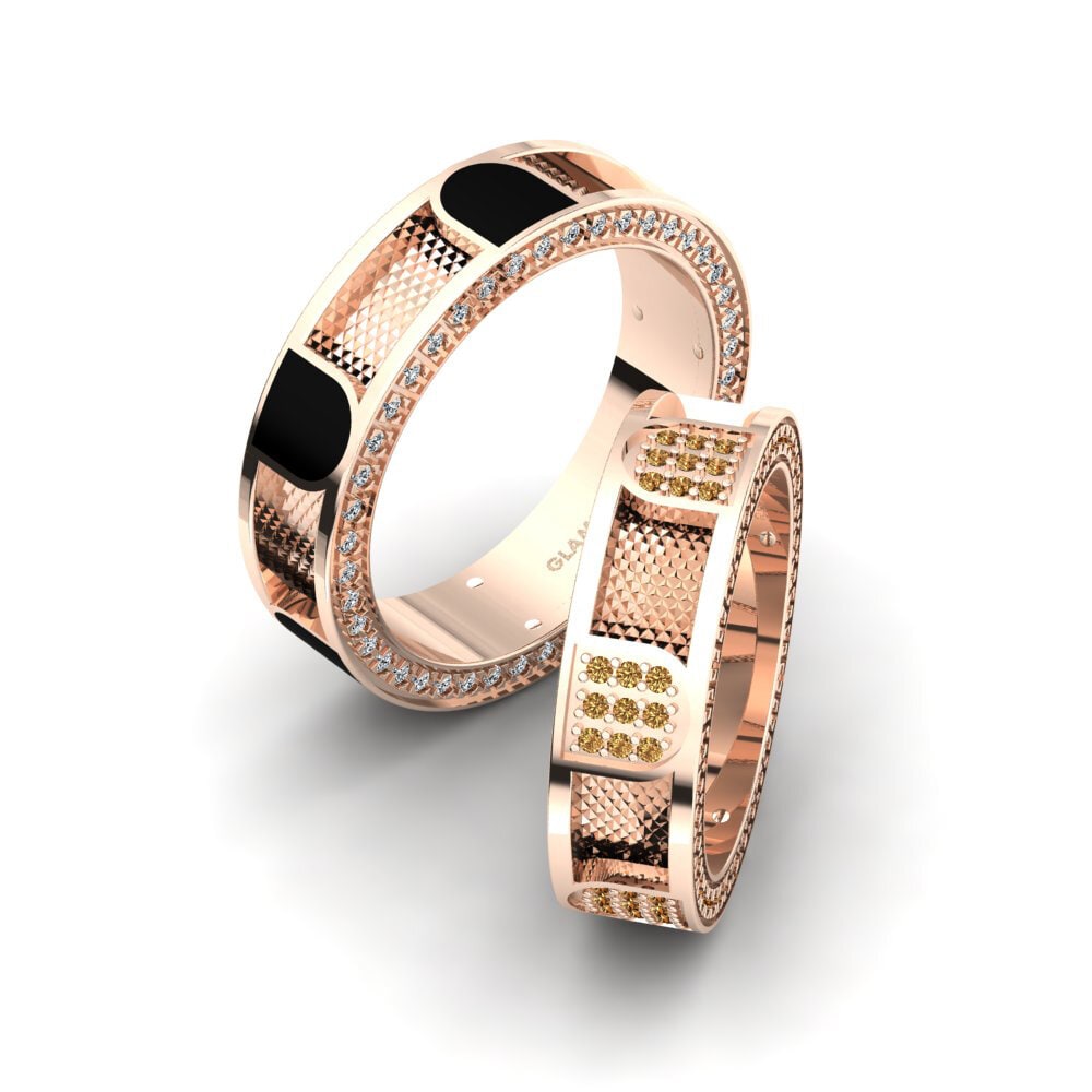18k Oro Rosa Diamante Marrón Anillo de boda Glamorous Sea 6 mm