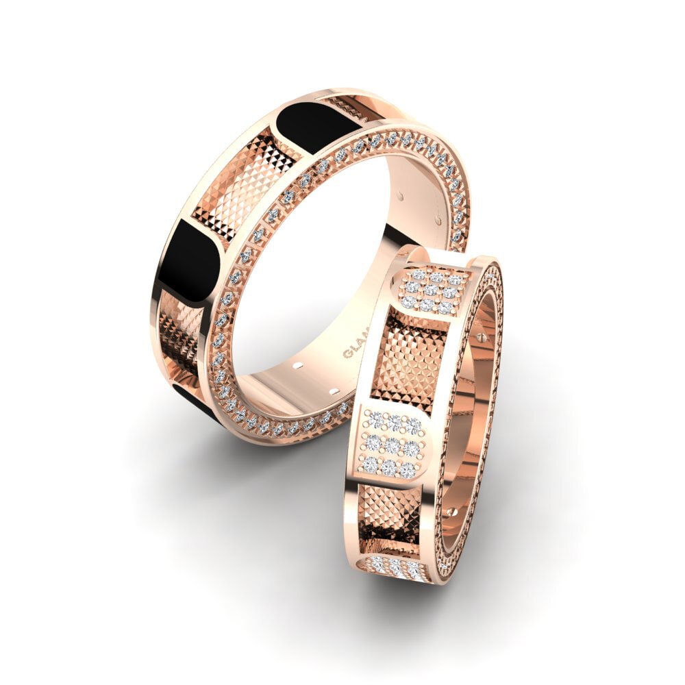 18k Oro Rosa Zafiro blanco Anillo de boda Glamorous Sea 6 mm