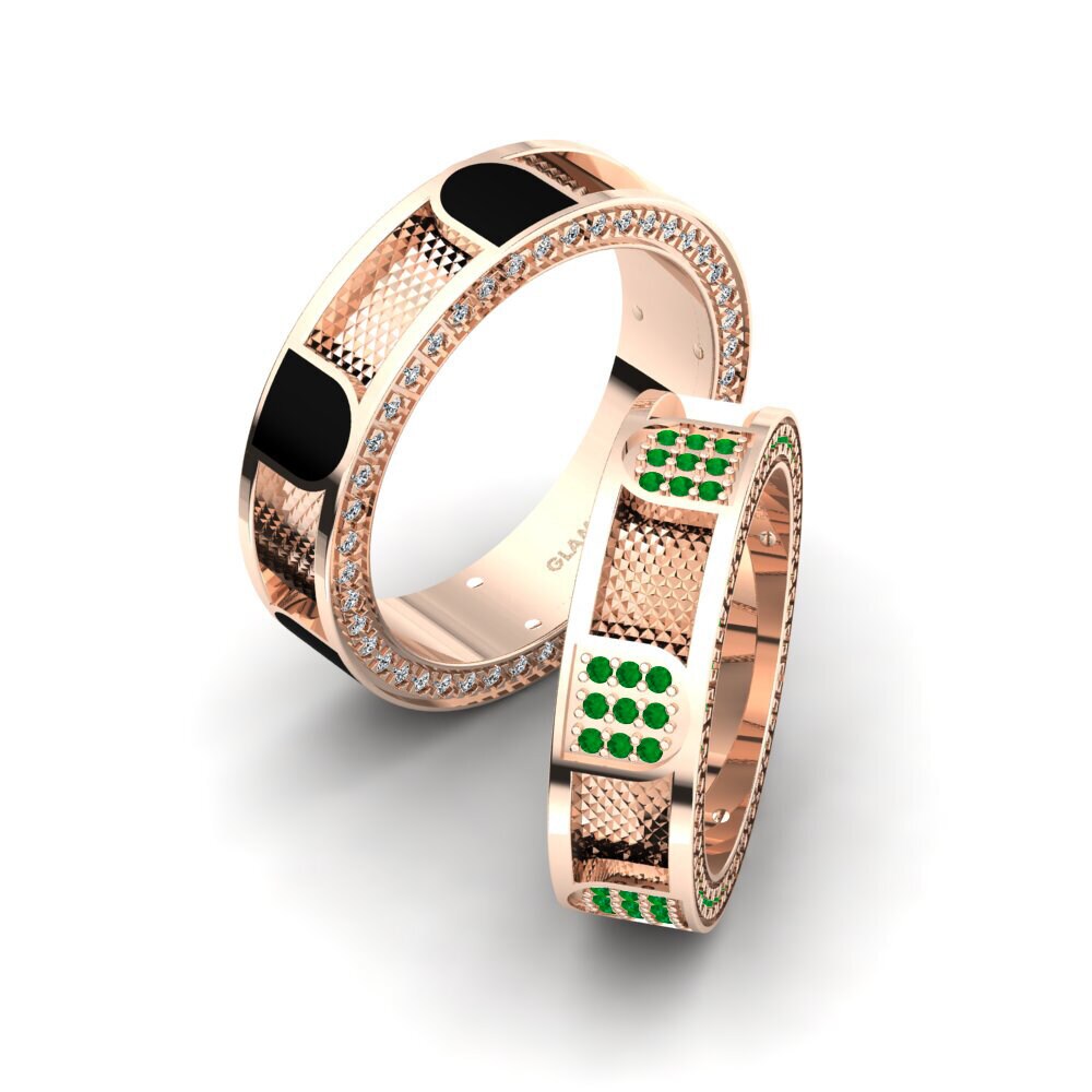 Or Rose18k Émeraude Bague de Mariage Glamorous Sea 6 mm