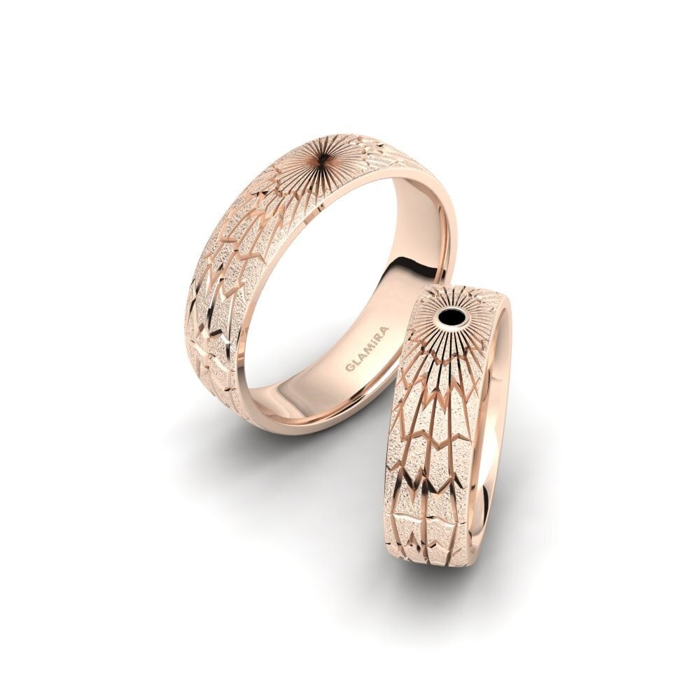 Różowe Złoto 750 Czarny Onyks Obrączka ślubna Glamorous Sleek 6 mm