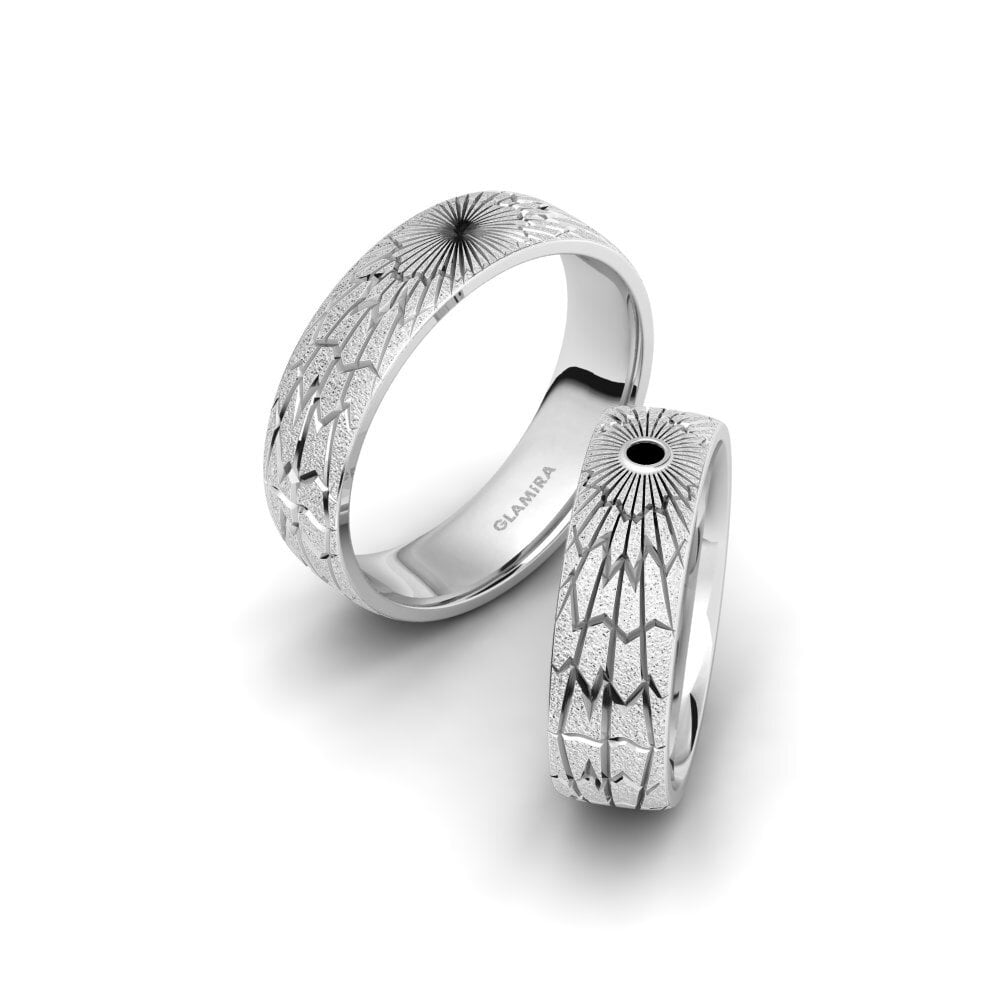 950 Palladium Black Diamond Wedding Ring Glamorous Sleek 6 mm