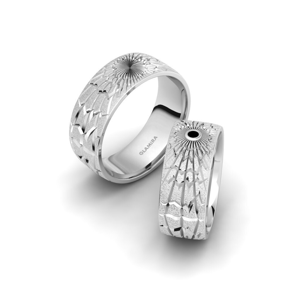 950 Palladium Black Diamond Wedding Ring Glamorous Sleek 8 mm
