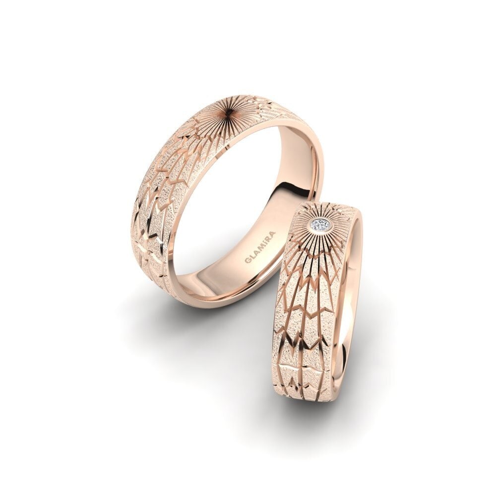 Or rose 14k Diamant Bague de Mariage Glamorous Sleek 6 mm