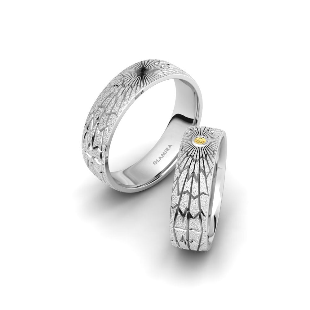 Weißgold 585 Gelber Diamant Trauring Glamorous Sleek 6 mm