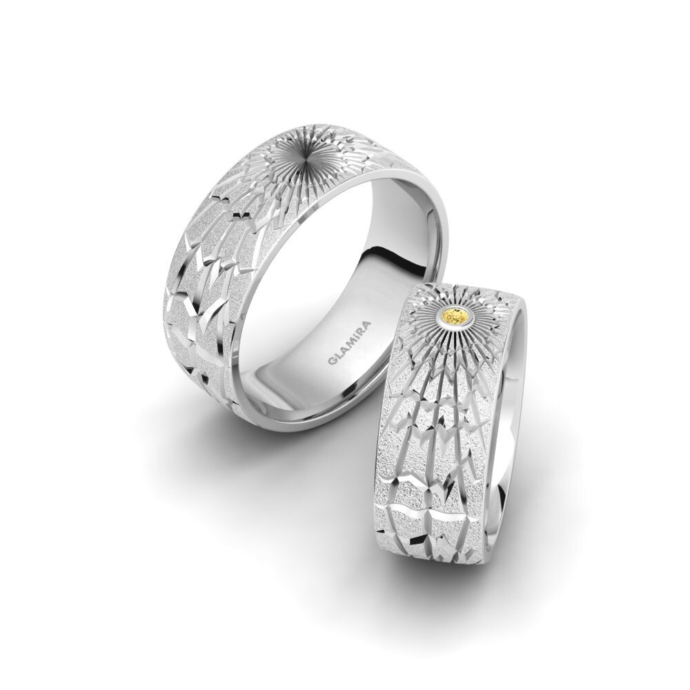 Weißgold 585 Gelber Diamant Trauring Glamorous Sleek 8 mm