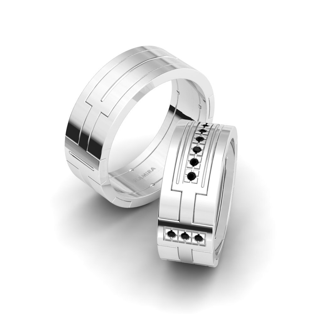 950 Palladium Black Diamond Wedding Ring Glamorous Spark 8 mm