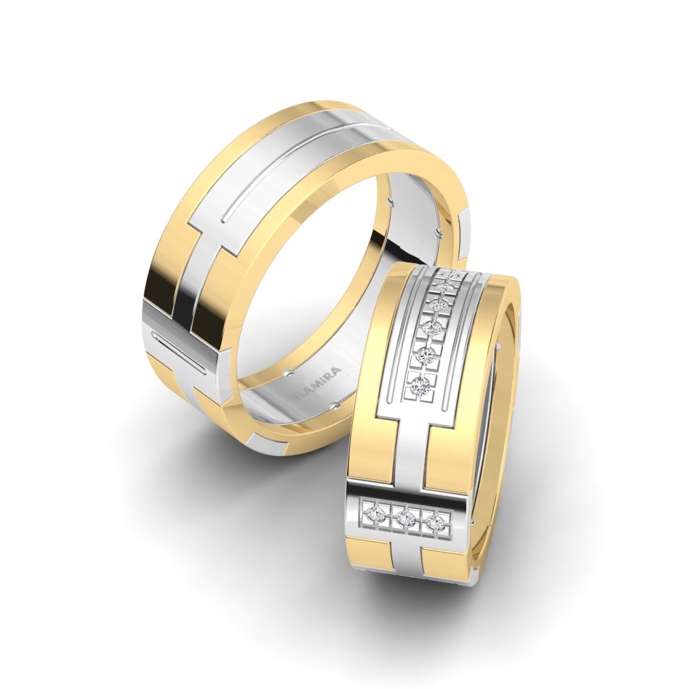 14k Yellow & White Gold Diamond Wedding Ring Glamorous Spark 8 mm