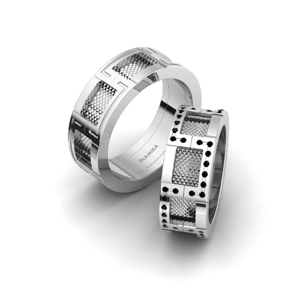 950 Palladium Black Diamond Wedding Ring Glamorous Tender 8 mm