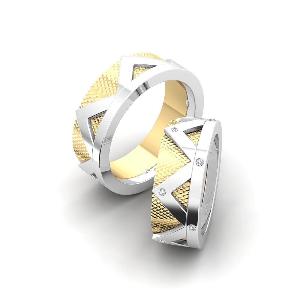 14k Yellow & White Gold Diamond Wedding Ring Glamorous Thought 8 mm