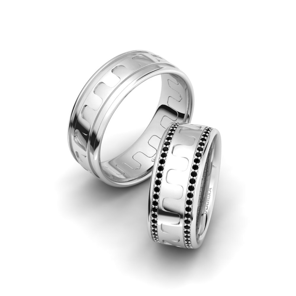 950 Palladium Black Diamond Wedding Ring Glamorous Way 8 mm