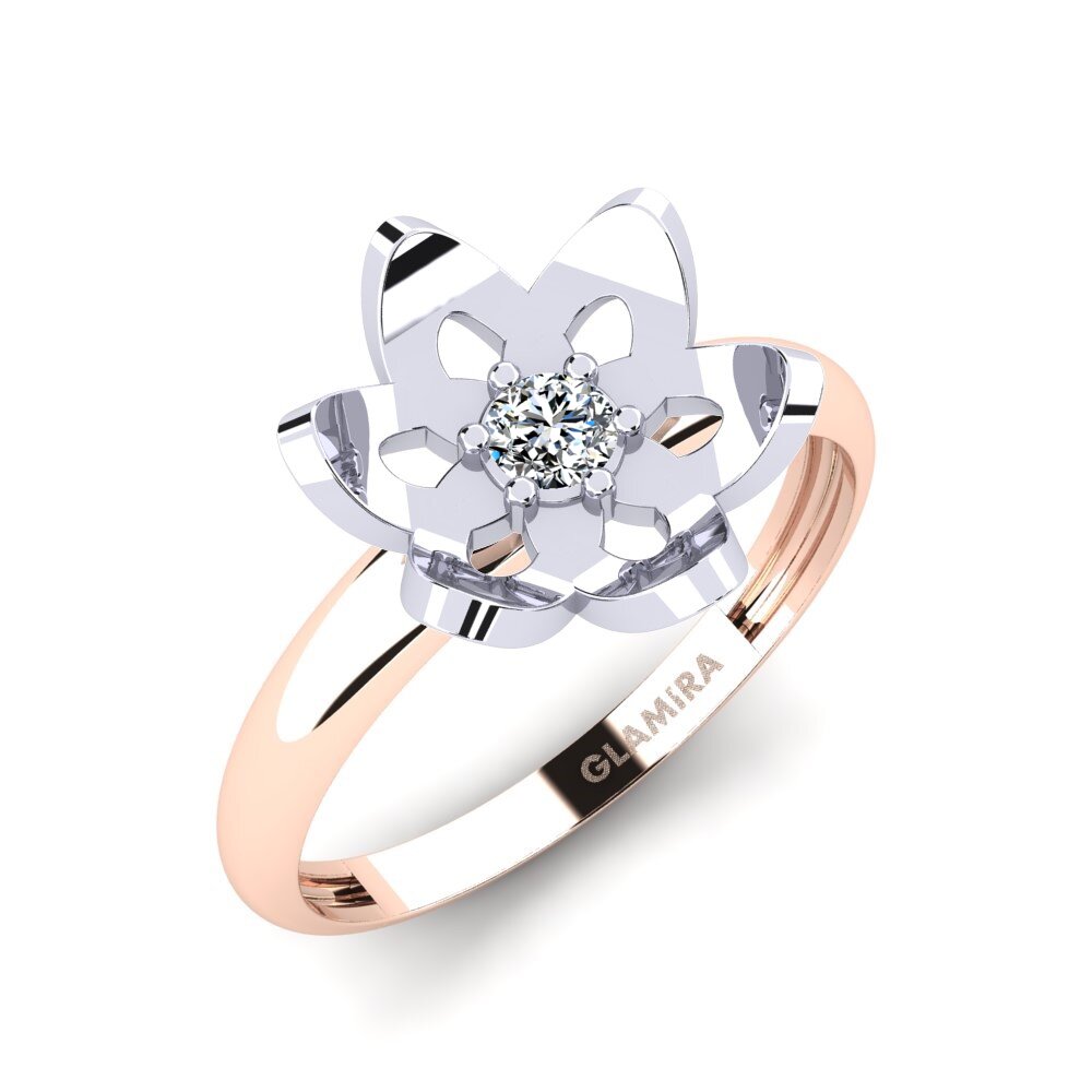 Oro Rosso & Bianco 585 Zircone Anello Glandes
